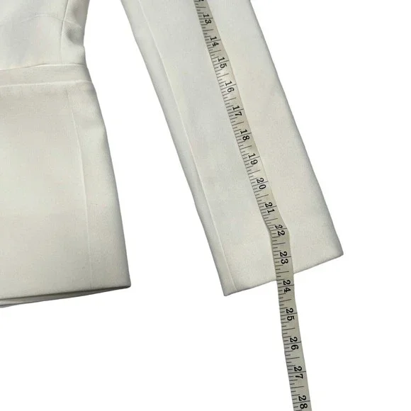 NWT L'AGENCE Women's Sz 2 White Blazer Satin Navy Contrast Lapel Smoking Jacket